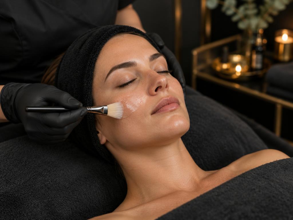 Editorial illustration of facial skin care